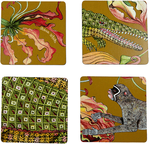 Flame Lily Swamp Coasters, Blue or Orange