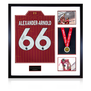 Trent Alexander-Arnold Signed Liverpool Shirt Elite Frame (AFTAL Authentication) w/ League Replica Medal