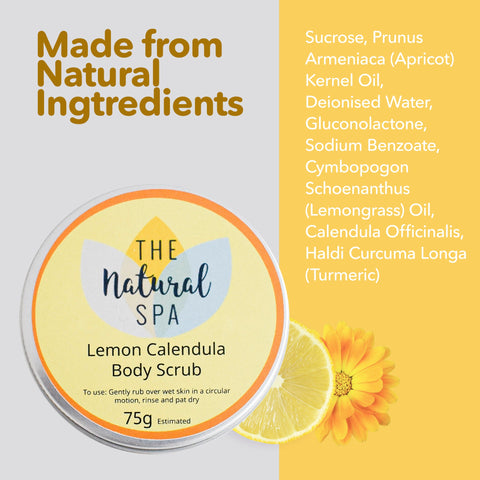 Lemon Calendula Body Scrub | Natural Exfoliating Sugar Scrub for Smooth, Glowing Skin | Vegan, Plastic-Free Skincare | 2 Size Options