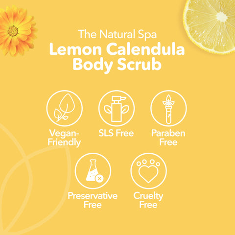 Lemon Calendula Body Scrub | Natural Exfoliating Sugar Scrub for Smooth, Glowing Skin | Vegan, Plastic-Free Skincare | 2 Size Options