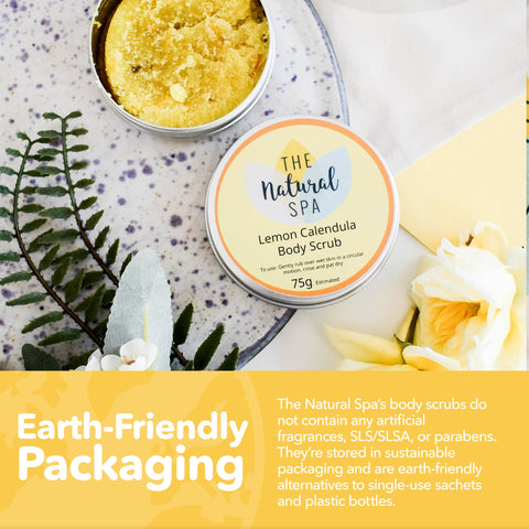 Lemon Calendula Body Scrub | Natural Exfoliating Sugar Scrub for Smooth, Glowing Skin | Vegan, Plastic-Free Skincare | 2 Size Options