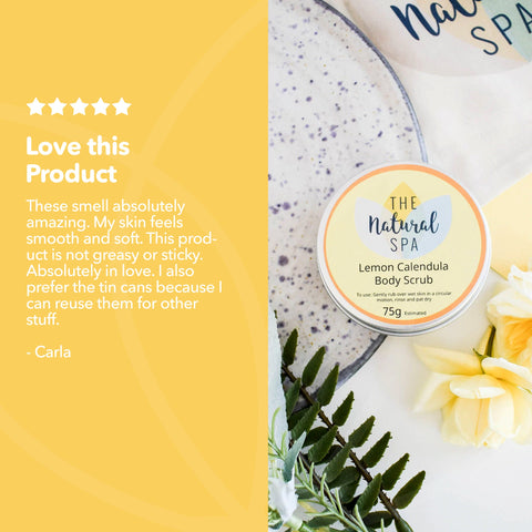 Lemon Calendula Body Scrub | Natural Exfoliating Sugar Scrub for Smooth, Glowing Skin | Vegan, Plastic-Free Skincare | 2 Size Options