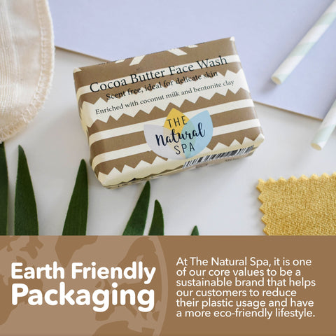 Cocoa Butter Face Wash Bar | Fragrance-Free Natural Facial Cleanser | Vegan, Plastic-Free Skincare for Sensitive Skin