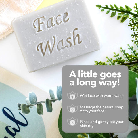 Exfoliating Face Wash Bar | Patchouli, Clary Sage & Sweet Orange | Natural Facial Cleanser with Gentle Scrub | Vegan, Plastic-Free Skincare