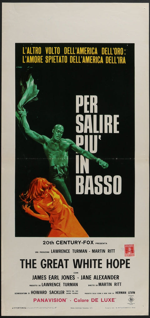 Die große weiße Hoffnung (1970) Original italienisches Locandina-Filmplakat