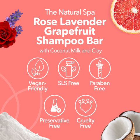 Rose, Lavender & Grapefruit Shampoo Bar | Natural Hair Wash for All Hair Types | Vegan, Plastic-Free Hair Care