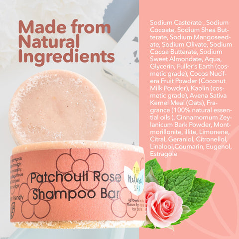 Patchouli Rose Shampoo Bar | Natural Hair Wash for Dry, Damaged & Frizzy Hair | Vegan, Plastic-Free Hair Care