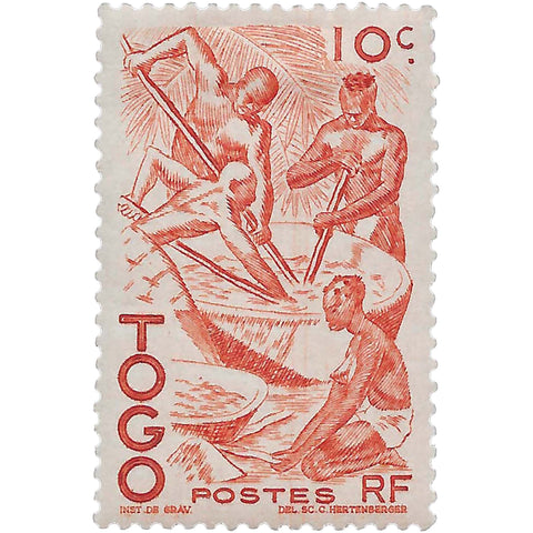 Togo Stamp 1947 10 French African CFA centime Extracting Palm Oil