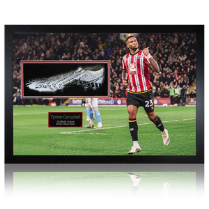 Tyrese Campbell Signed & Match-Worn Sheffield United Boot Iconic Frame #2