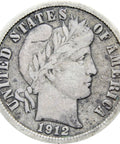 United States 1912 One Dime Barber Coin Silver