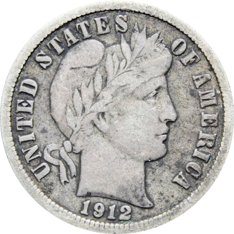 United States 1912 One Dime Barber Coin Silver