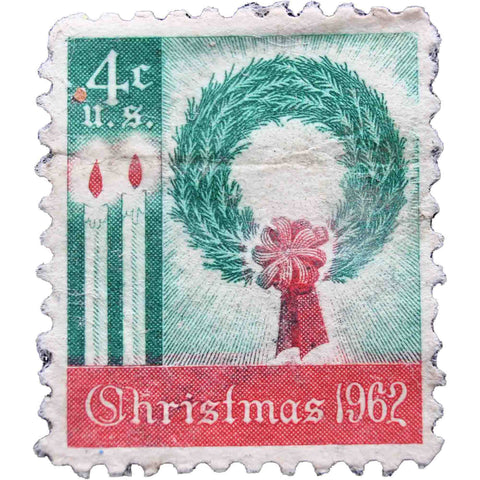 United States 1962 4 - USA Cent Used Postage Stamp Wreath and Candles Christmas