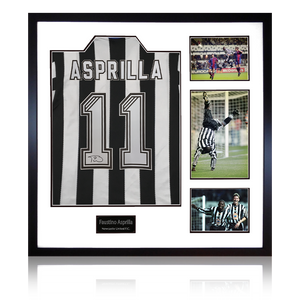 Faustino Asprilla Signed Newcastle United Shirt Elite Frame