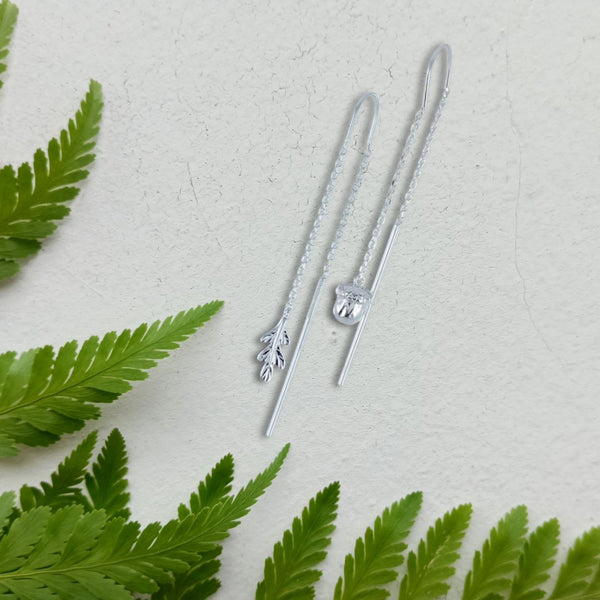 Falling Oak Leaf and Acorn Earrings