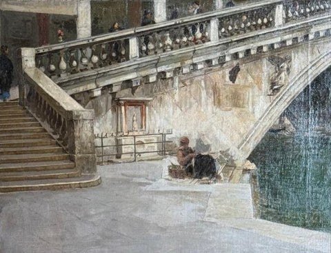 Vincenzo Caprile (1856-1936) - Venezia Il Ponte di Rialto