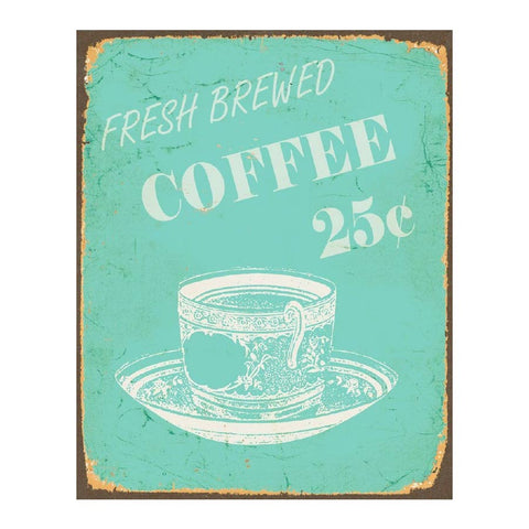 Vintage Fresh Brewed Coffee Metal Wall Sign