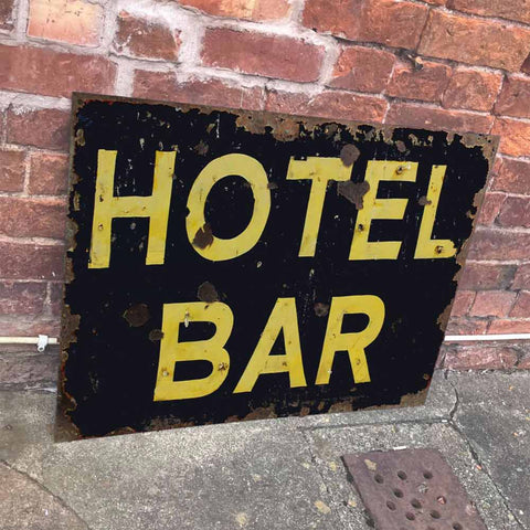 Vintage Distressed Effect Metal Hotel Bar Sign