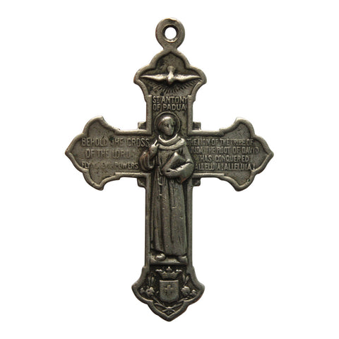 Vintage Reversible Cross St. Francis of Assisi and St. Anthony of Padua