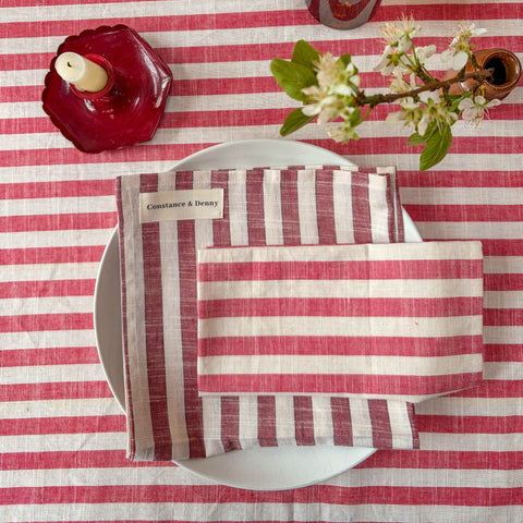 NEW WOVEN CLAY STRIPE set of 4 cotton napkins