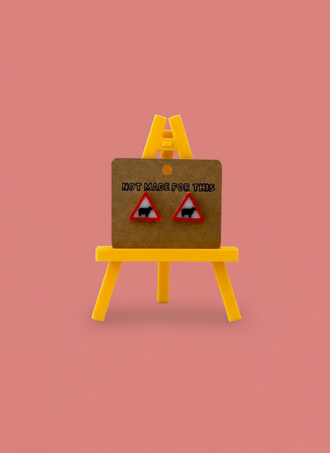 Warning Sheep Stud Earrings | Funny Road Sign Earrings | Cute Gift