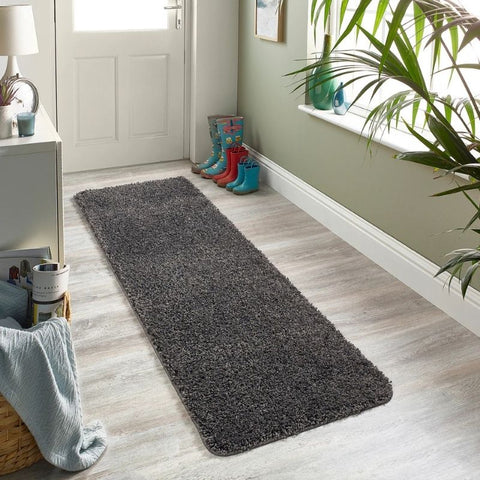 Washable Charcoal Shaggy Rug