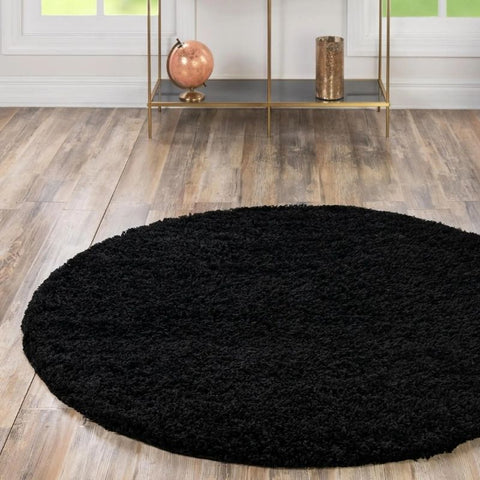 Waschbarer schwarzer Shaggy-Teppich