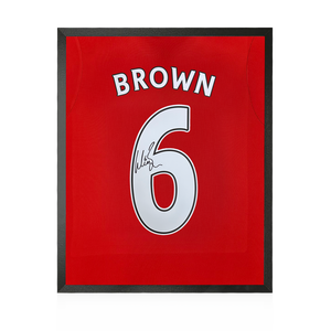 Wes Brown Signed Manchester United Shirt Compact Display