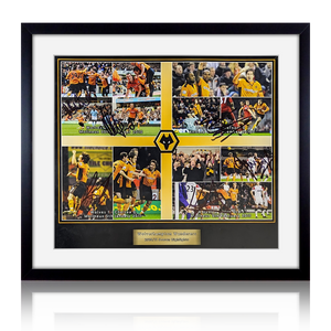 Edwards, Milijas, Ward, Hunt, Doyle & Elekobi Signed Wolverhampton Wanderers 10/11 Deluxe Mount Frame