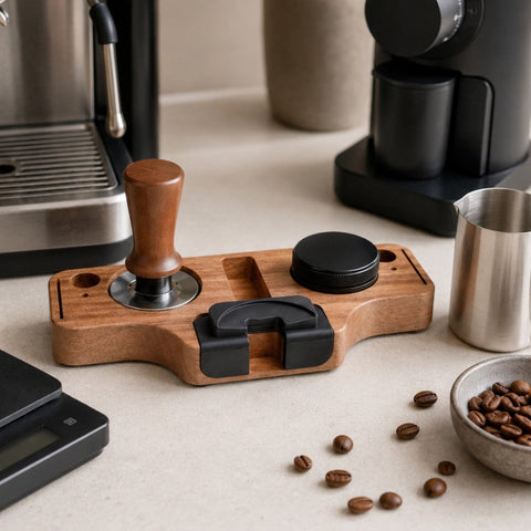 Wooden Portafilter Holder & Espresso Tamper Station