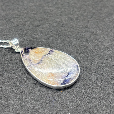 Blue John Fluorite Pendant in Sterling Silver