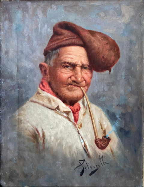 Achille Petrocelli (1861 - 1929) - Neapolitan Farmer Smoking a Pipe