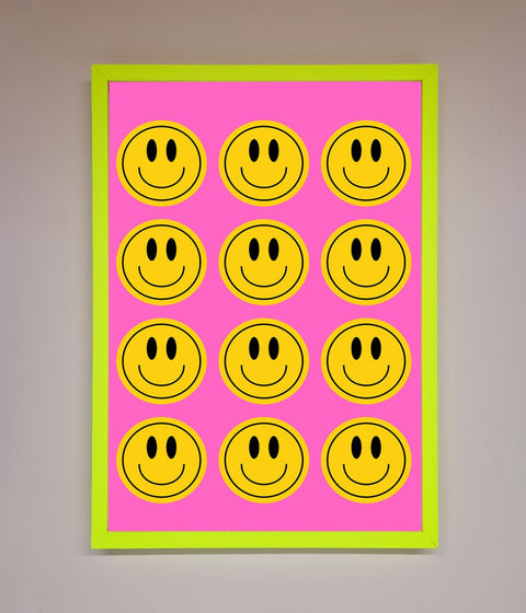 Acid Smile Faces Framed Poster