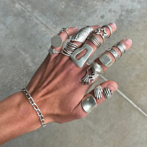 Double Hugged Hands Silver Ring