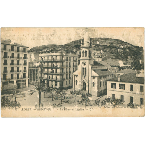 Alger, Algeria - Bab - El - Oued, La Place et l'Église Postcard