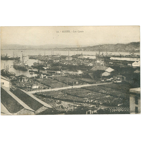 Algiers, Algeria– Les Quais (The Docks), Early 20th Century Postcard