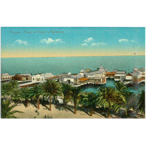 Alicante, Spain – Paseo de Gómiz and Seaside Bathhouses – Postcard