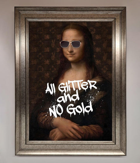 All Glitter No Gold Mona Lisa Framed Print