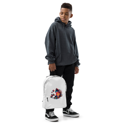 White everyday backpack with original colourful Sunset Cat artwork on the front – ZIPZAPPA