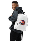 White everyday backpack with original colourful Sunset Cat artwork on the front – ZIPZAPPA