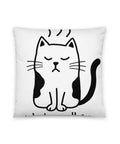 Original What’s for Dinner grumpy cat graphic on the front of an 18-inch white throw pillow – mockup 4 – ZIPZAPPA