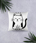 Original What’s for Dinner grumpy cat graphic on the front of an 18-inch white throw pillow – mockup 2 – ZIPZAPPA