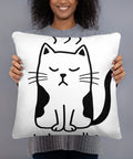 Original What’s for Dinner grumpy cat graphic on the front of an 18-inch white throw pillow – mockup 1 – ZIPZAPPA
