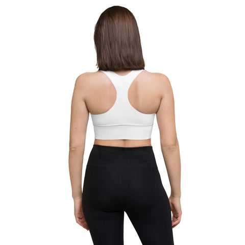 Forest Lungs white longline sports bra – plain back view – view 4