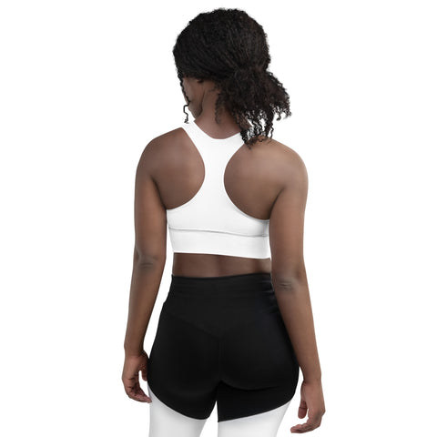 Forest Lungs white longline sports bra – plain back view – view 8
