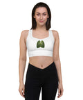 Forest Lungs white longline sports bra – front view with original green woodland lungs illustration – view 3