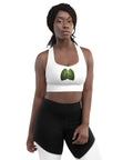 Forest Lungs white longline sports bra – front view with original green woodland lungs illustration – view 7