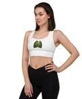 Forest Lungs white longline sports bra – front view with original green woodland lungs illustration – view 5
