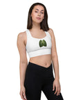 Forest Lungs white longline sports bra – front view with original green woodland lungs illustration – view 6