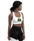 Forest Lungs white longline sports bra – front view with original green woodland lungs illustration – view 10