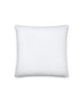 White 14 by 14 inch premium throw pillow showing its plain white back.